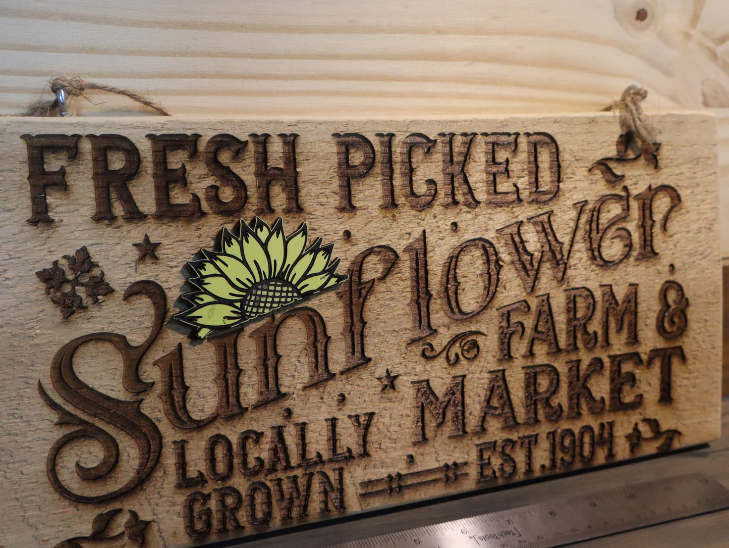 Wood Fresh Picked Sunflower Farm Sign
