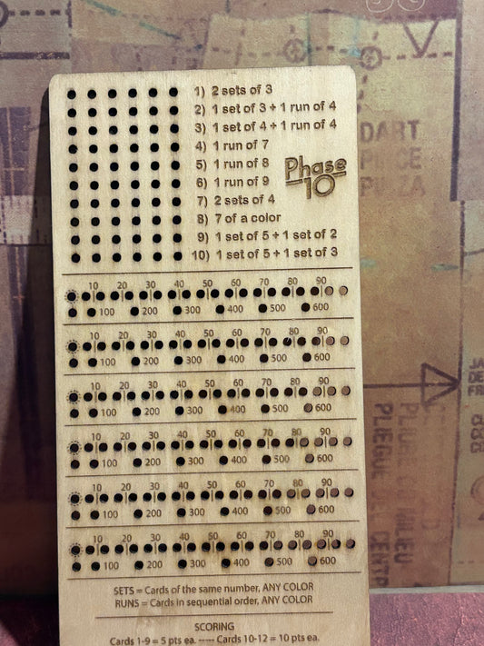Phase 10 Score Card