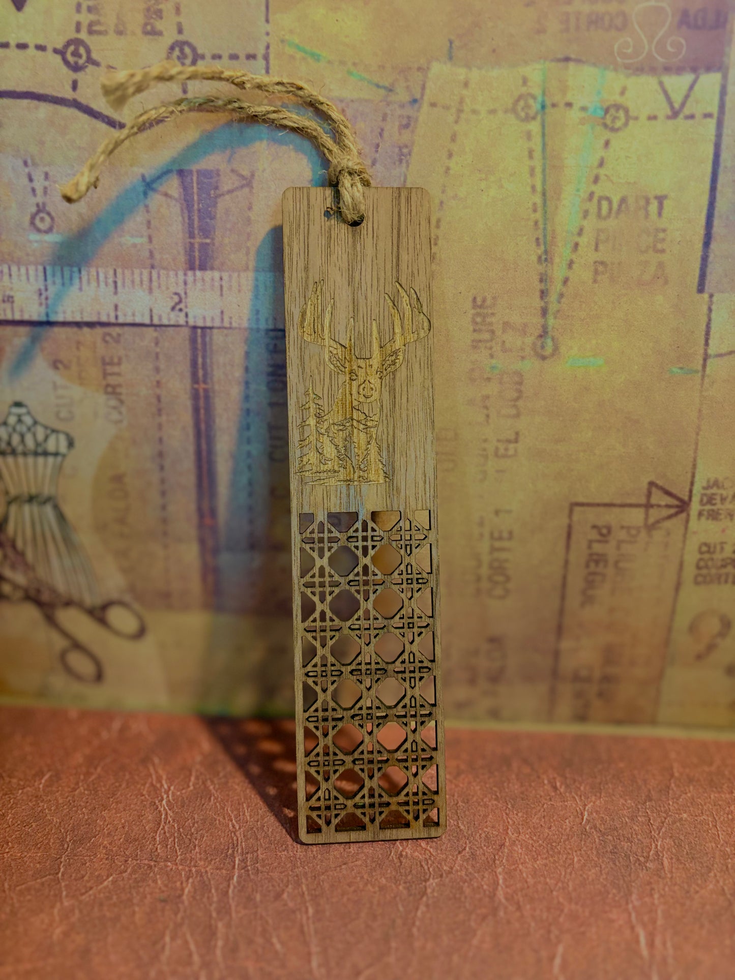 Wooden Bookmark with egraved whitetail buck